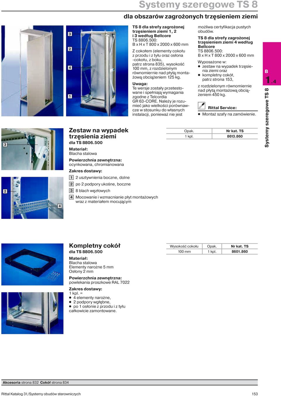 500: x x 800 x 2000 x 600 mm Z cokołem (elementy cokołu z przodu i z tyłu oraz osłona -cokołu, z boku, patrz strona 835), wysokość 100 mm, z rozdzielonym równomiernie nad płytą montażową obciążeniem
