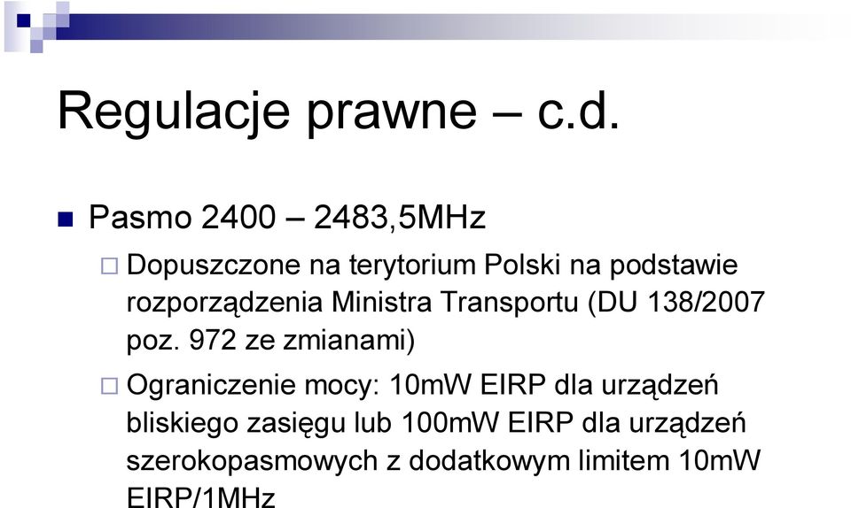 rozporządzenia Ministra Transportu (DU 138/2007 poz.