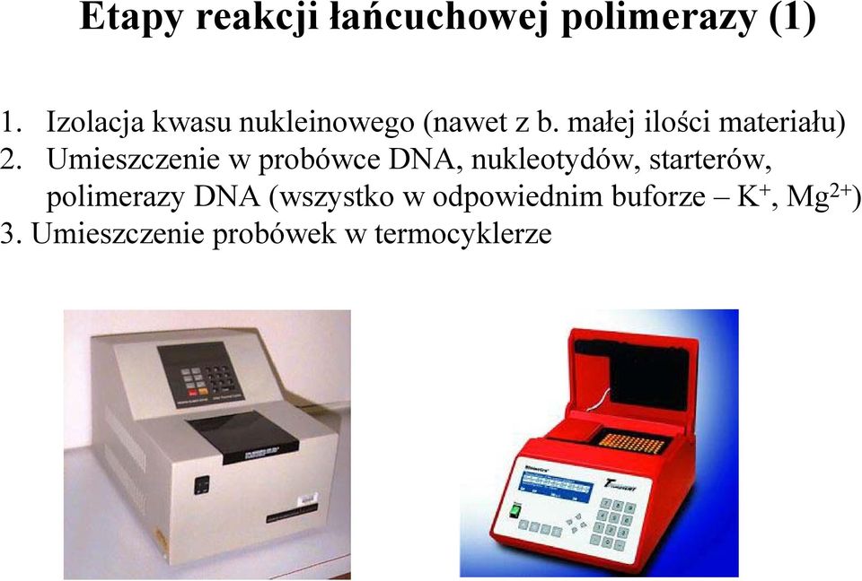 Umieszczenie w probówce DNA, nukleotydów, starterów, polimerazy