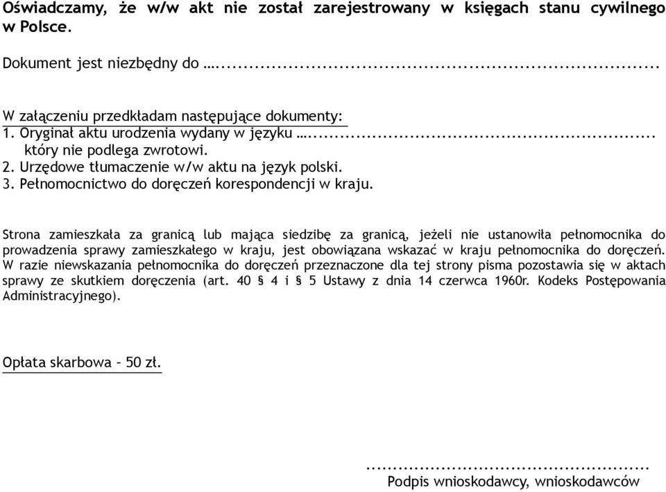 W załączeniu przedkładam następujące dokumenty: 1.
