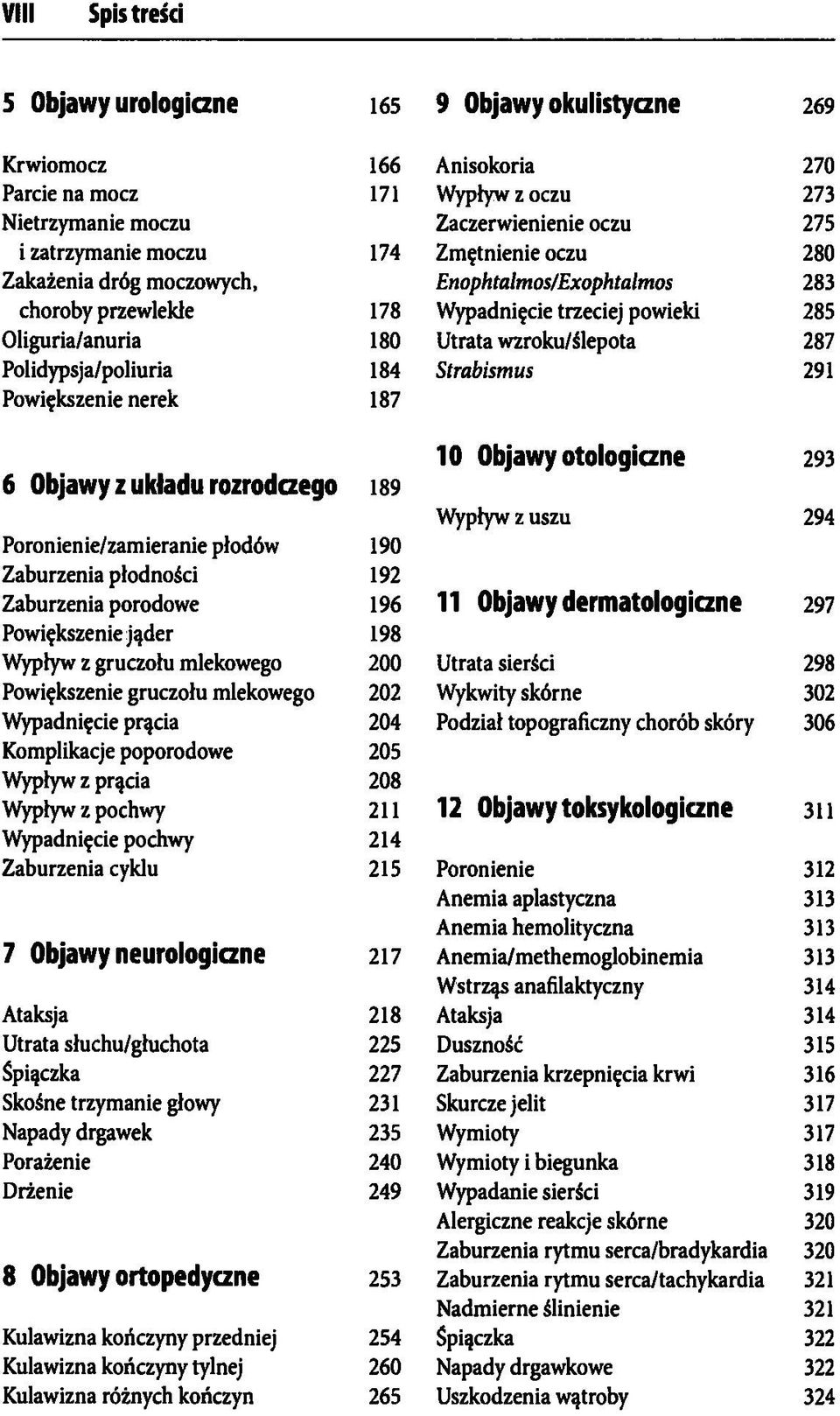 184 Strabismus 291 Powiększenie nerek 187 6 Objawy z układu rozrodczego 189 10 Objawy otologiane 293 Wypływ z uszu 294 Poronienie/zamieranie płodów 190 Zaburzenia płodności 192 Zaburzenia porodowe
