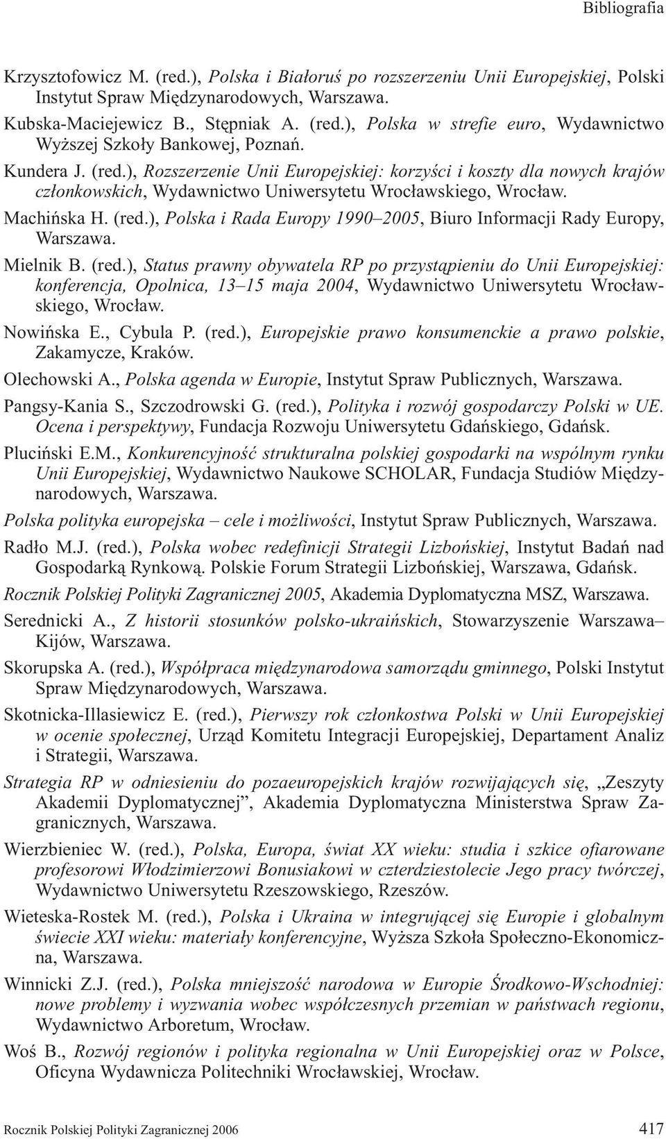 Mielnik B. (red.), Status prawny obywatela RP po przyst¹pieniu do Unii Europejskiej: konferencja, Opolnica, 13 15 maja 2004, Wydawnictwo Uniwersytetu Wroc³aw - skiego, Wroc³aw. Nowiñska E., Cybula P.