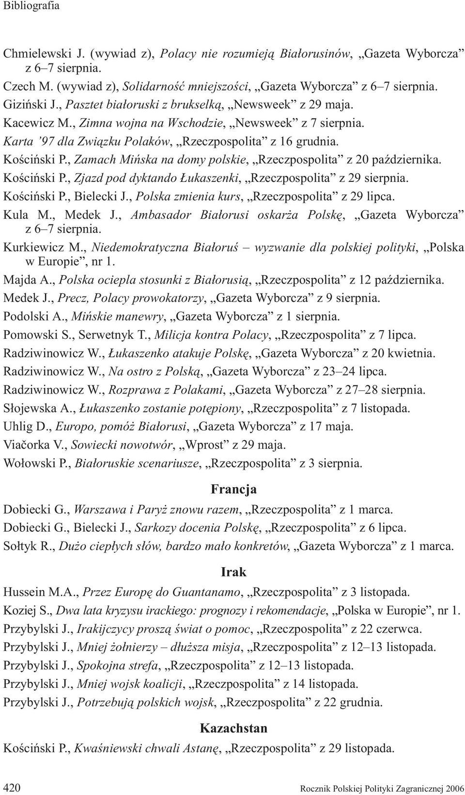 , Zamach Miñska na domy polskie, Rzeczpospolita z 20 paÿ dzier nika. Koœciñski P., Zjazd pod dyktando ukaszenki, Rzeczpospolita z 29 sierpnia. Koœciñski P., Bielecki J.