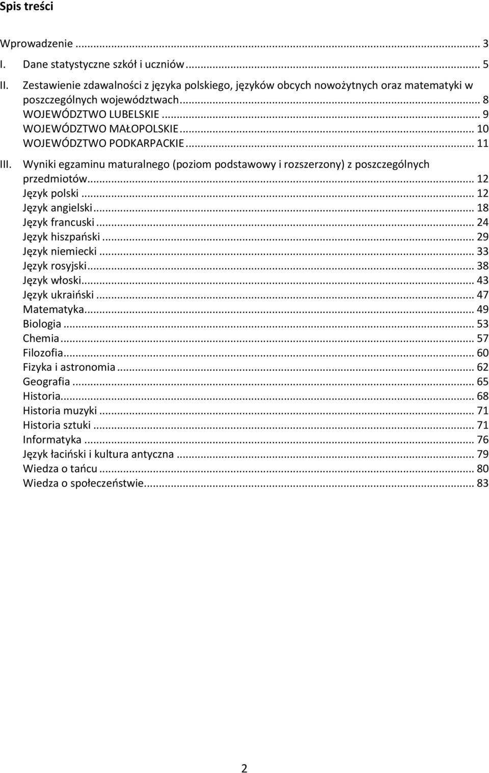 .. 12 Język angielski... 18 Język francuski... 24 Język hiszpański... 29 Język niemiecki... 33 Język rosyjski... 38 Język włoski... 43 Język ukraiński... 47 Matematyka... 49 Biologia... 53 Chemia.