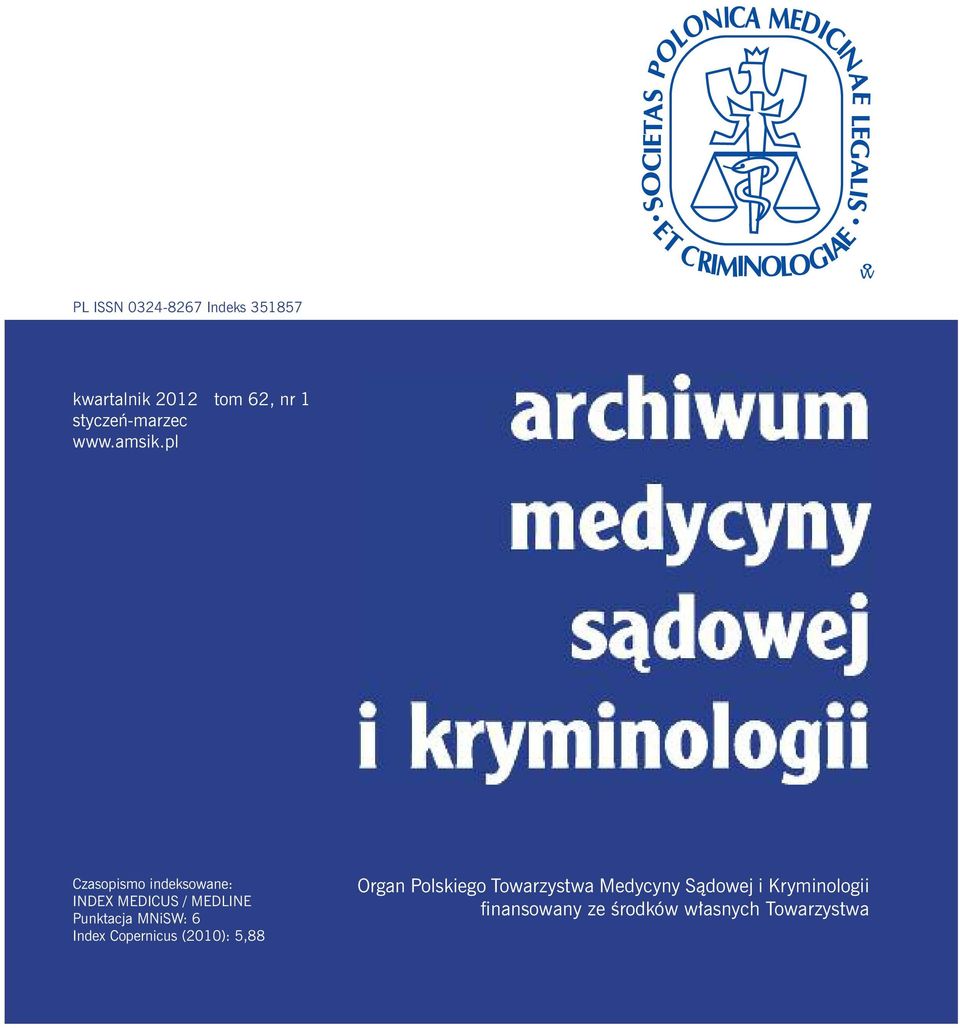 pl Czasopismo indeksowane: INDEX MEDICUS / MEDLINE Punktacja MNiSW: 6