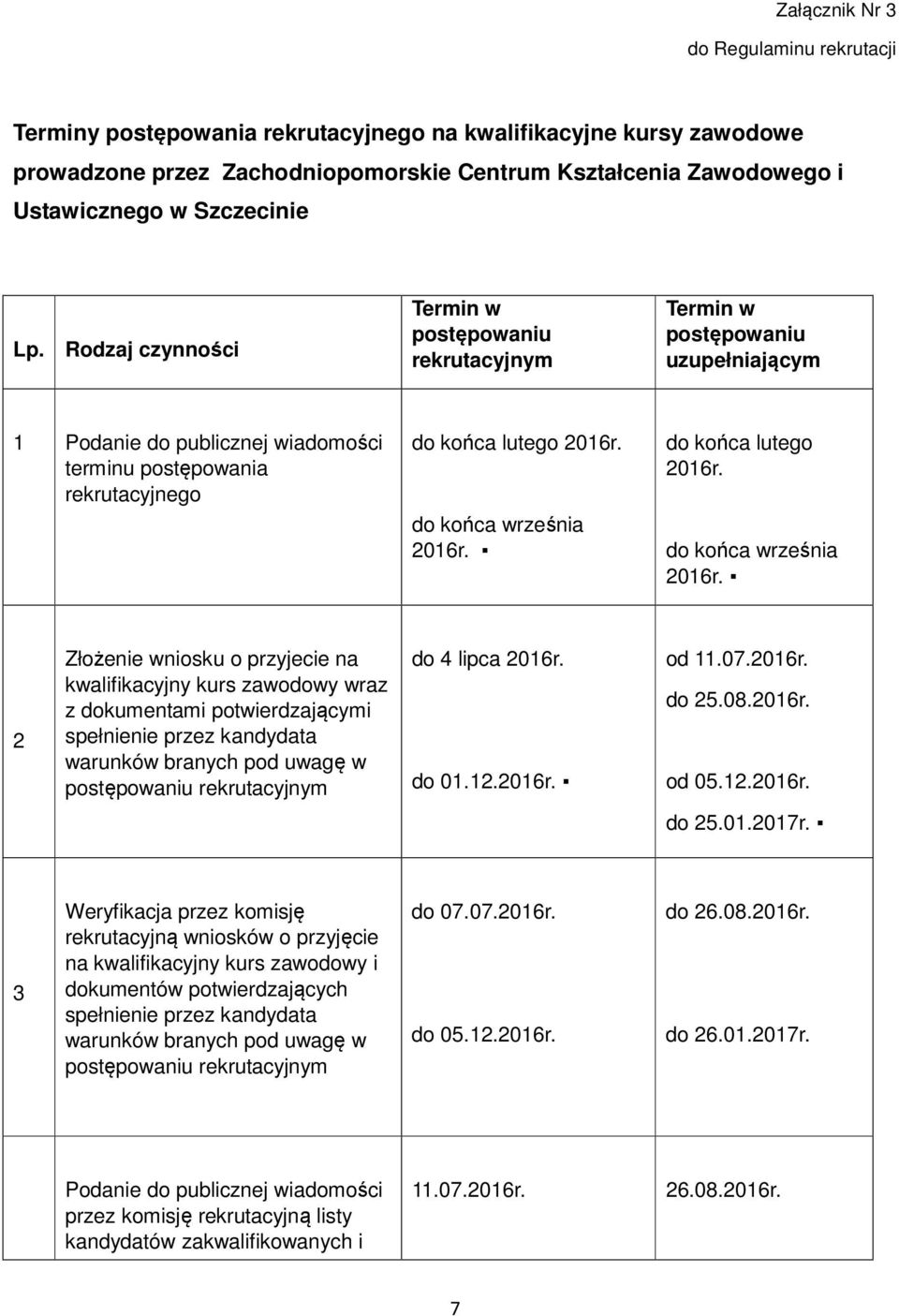 do końca września 2016r. do końca lutego 2016r. do końca września 2016r.