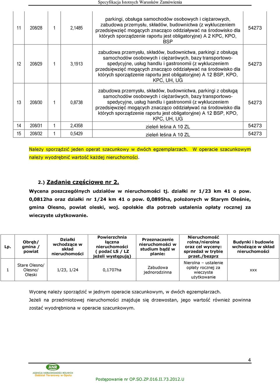 transportowospedycyjne, usùug handlu i gastronomii (z wykluczeniem przedsiêwziêã mog¹cych znacz¹co oddziaùywaã na œrodowisko dla których sporz¹dzenie raportu jest obligatoryjne) A 12 BSP, KPO, KPC,