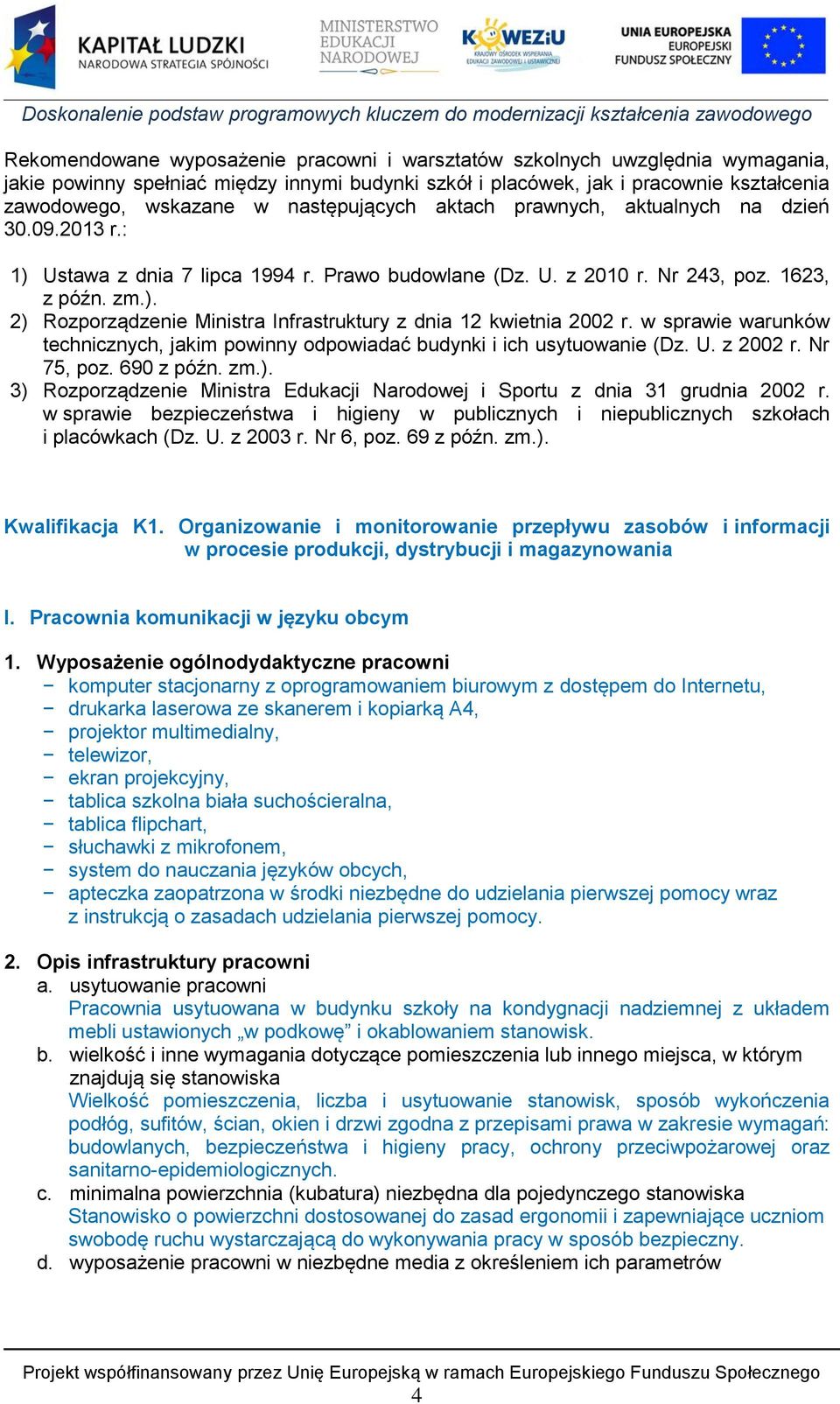 w sprawie warunków technicznych, jakim powinny odpowiadać budynki i ich usytuowanie (Dz. U. z 2002 r. Nr 75, poz. 690 z późn. zm.).