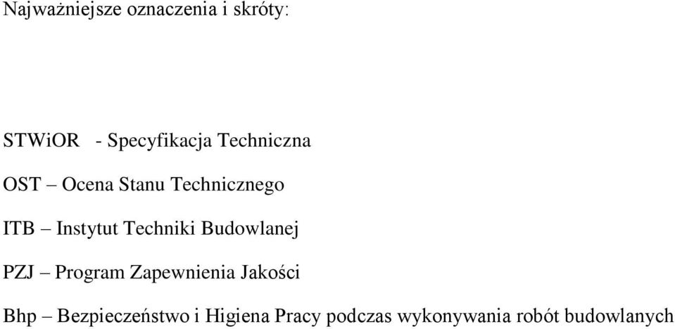 Techniki Budowlanej PZJ Program Zapewnienia Jakości Bhp