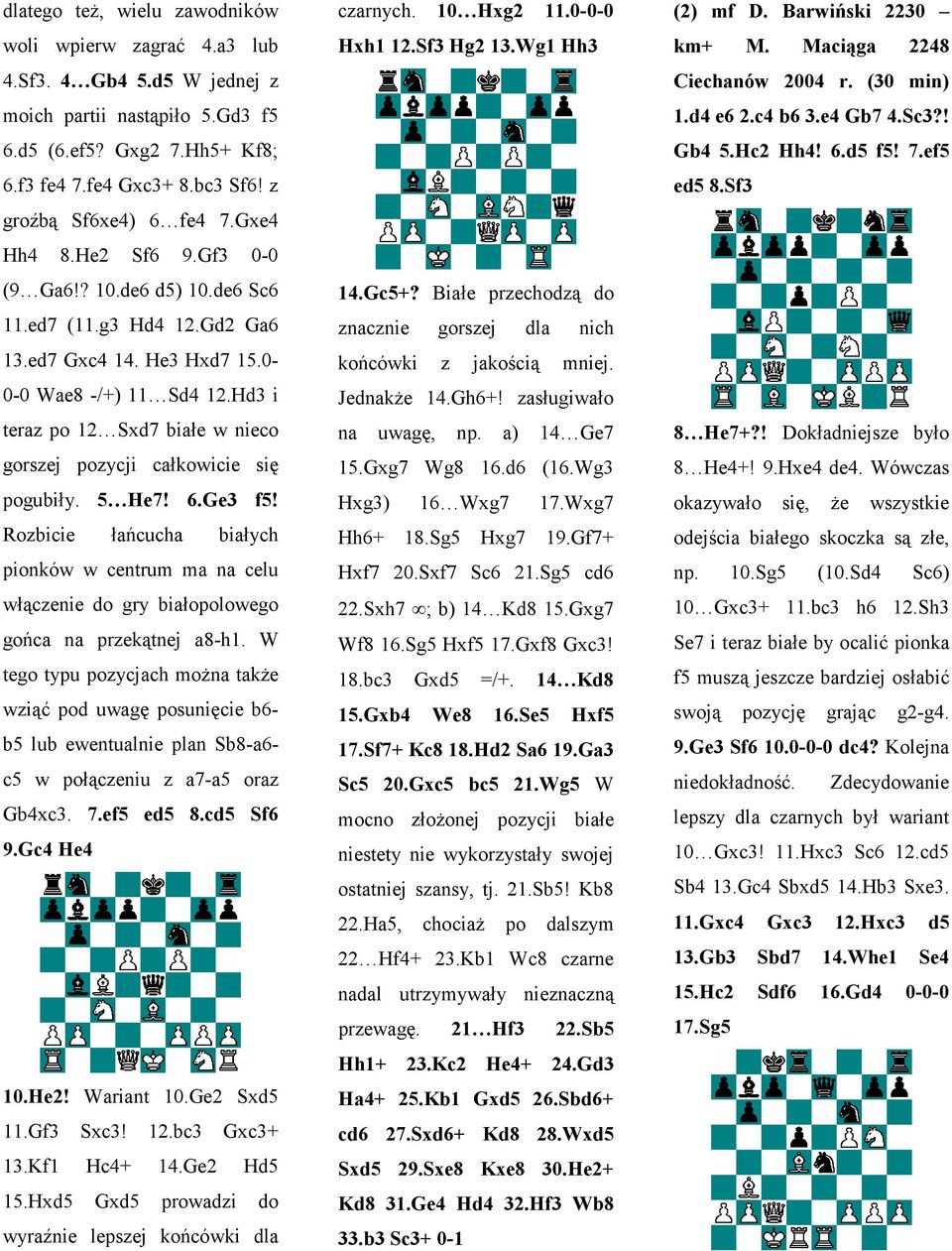 Hd3 i teraz po 12 Sxd7 białe w nieco gorszej pozycji całkowicie się pogubiły. 5 He7! 6.Ge3 f5!