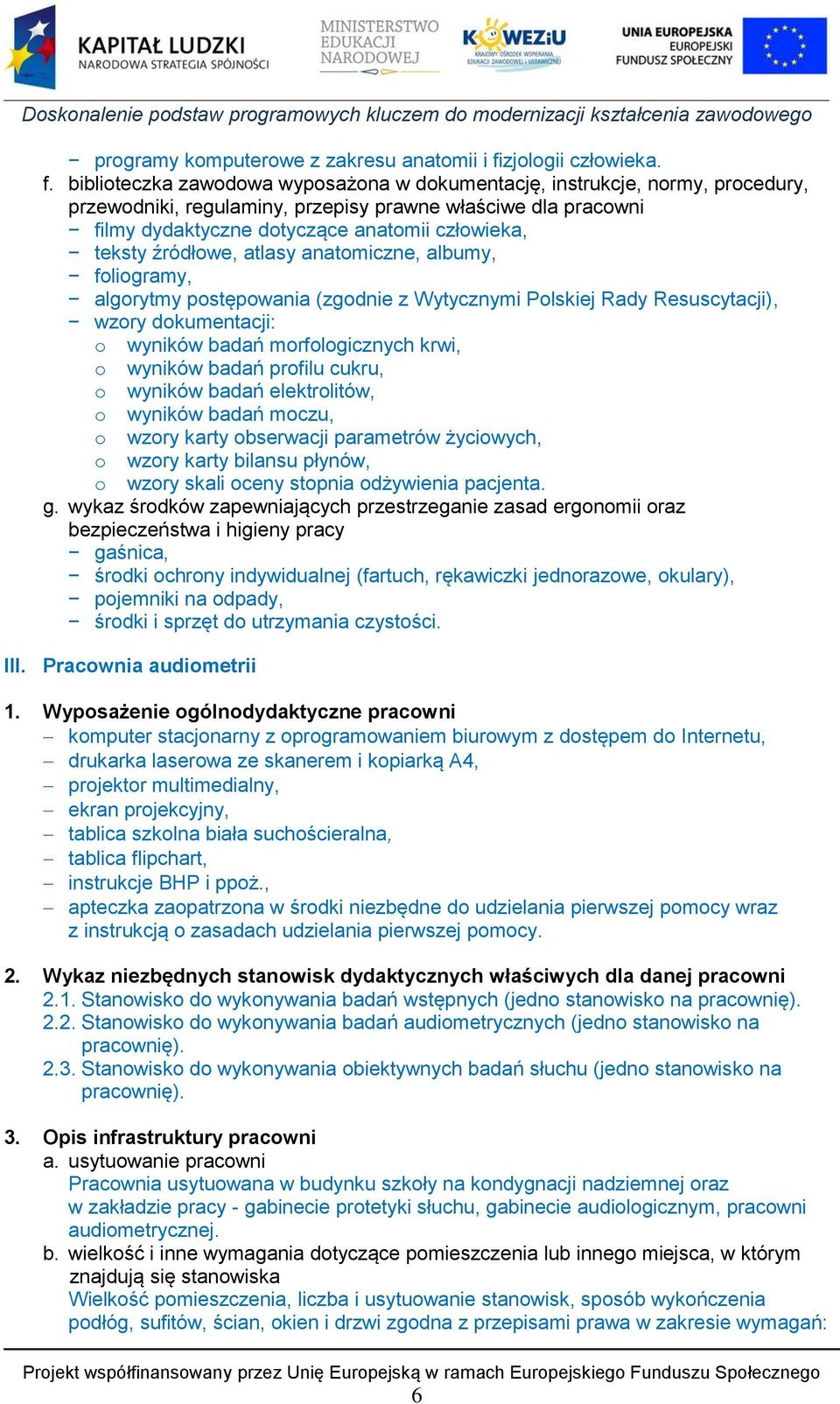 biblioteczka zawodowa wyposażona w dokumentację, instrukcje, normy, procedury, przewodniki, regulaminy, przepisy prawne właściwe dla pracowni filmy dydaktyczne dotyczące anatomii człowieka, teksty