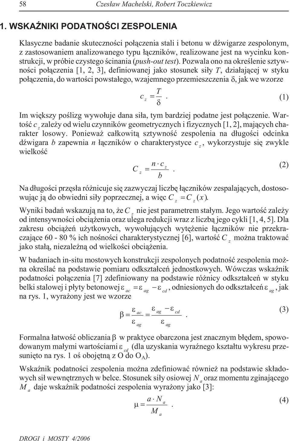 w próbie czystego œcinania (push-out test).