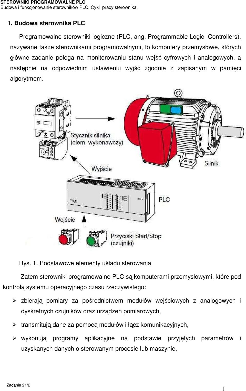 na odpowiednim ustawieniu wyjść zgodnie z zapisanym w pamięci algorytmem. Rys. 1.