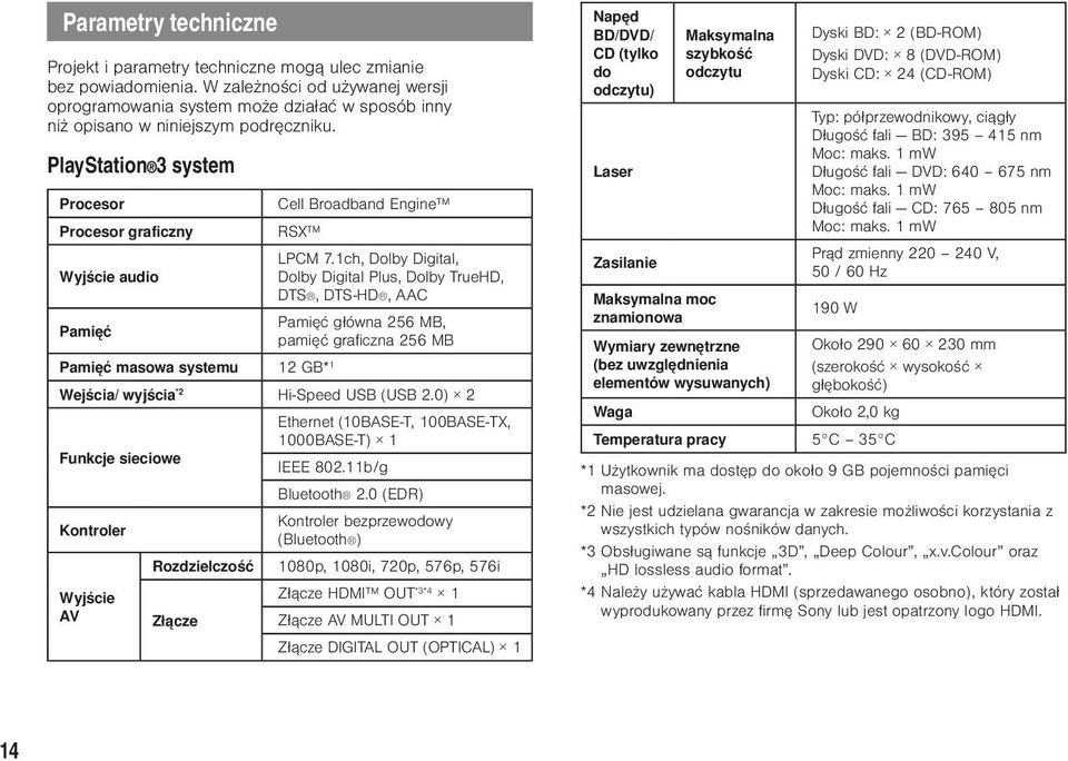 PlayStation 3 system Procesor Cell Broadband Engine Procesor graficzny RSX LPCM 7.