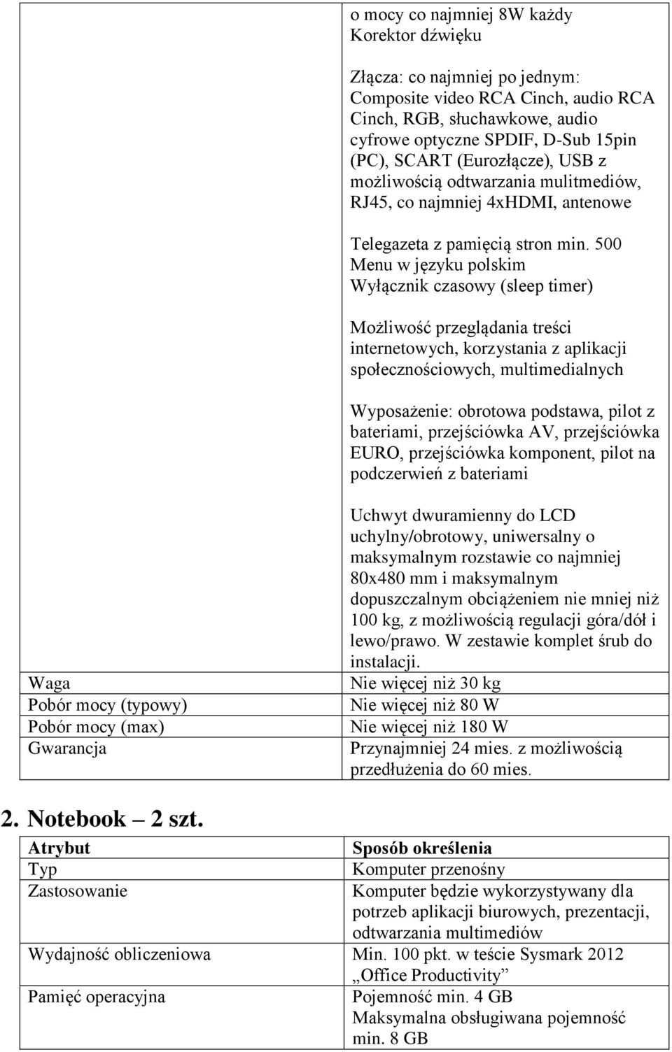 500 Menu w języku polskim Wyłącznik czasowy (sleep timer) Możliwość przeglądania treści internetowych, korzystania z aplikacji społecznościowych, multimedialnych Wyposażenie: obrotowa podstawa, pilot