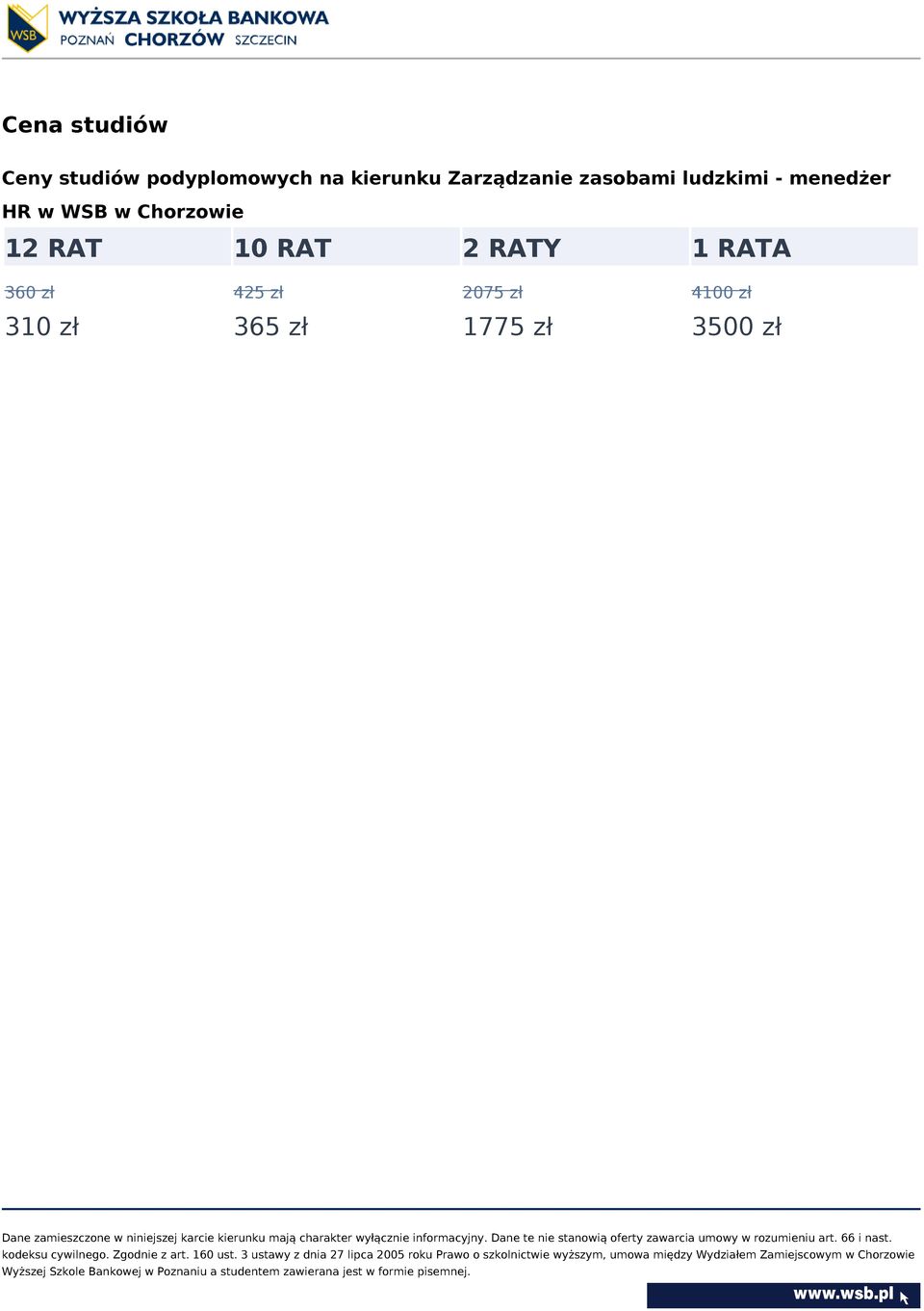 HR w WSB w Chorzowie 12 RAT 10 RAT 2 RATY 1 RATA