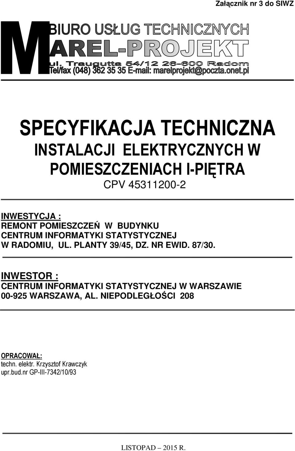 PLANTY 39/45, DZ. NR EWID. 87/30.