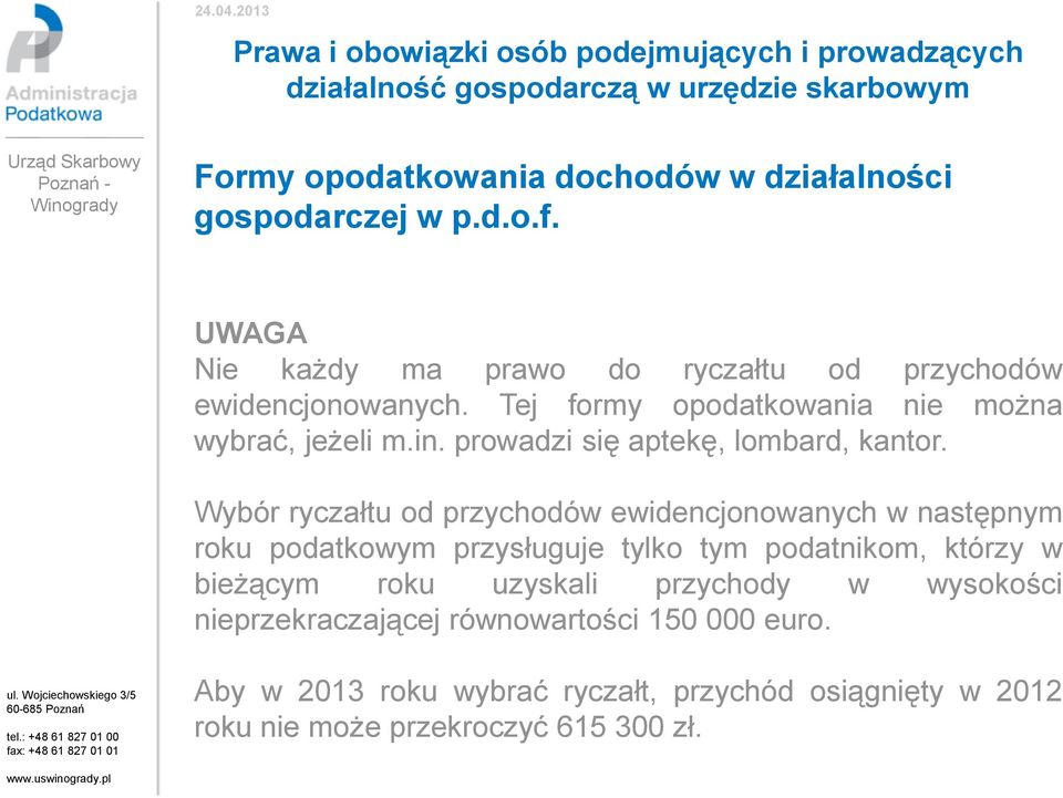 prowadzi się aptekę, lombard, kantor.