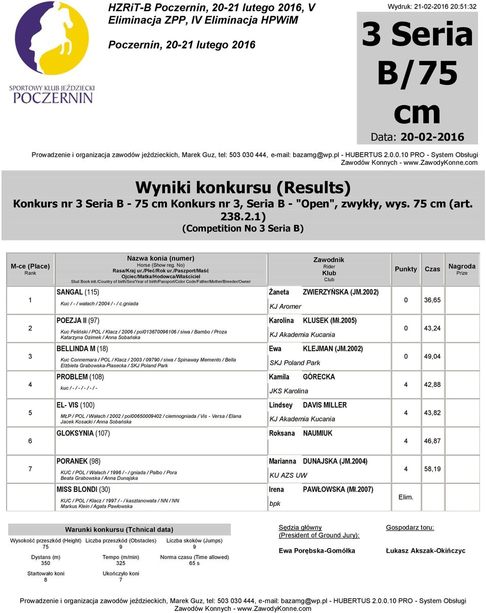 gniada POEZJA II () Kuc Feliński / POL / Klacz / 006 / pol060066 / siwa / Bambo / Proza Katarzyna Ozimek / Anna Sobańska KJ Aromer Karolina KLUSEK (Mł.