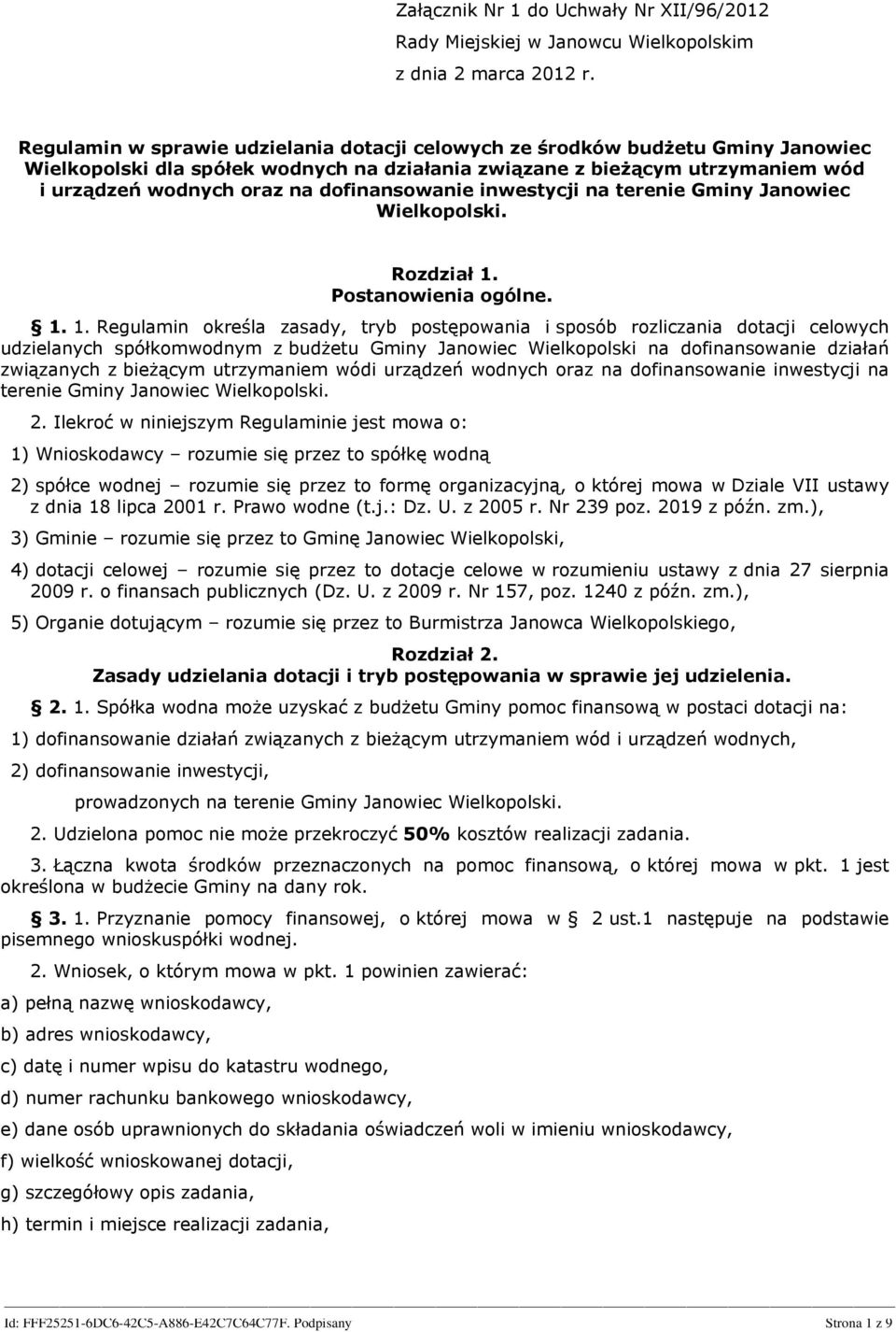 dofinansowanie inwestycji na terenie Gminy Janowiec Wielkopolski. Rozdział 1.