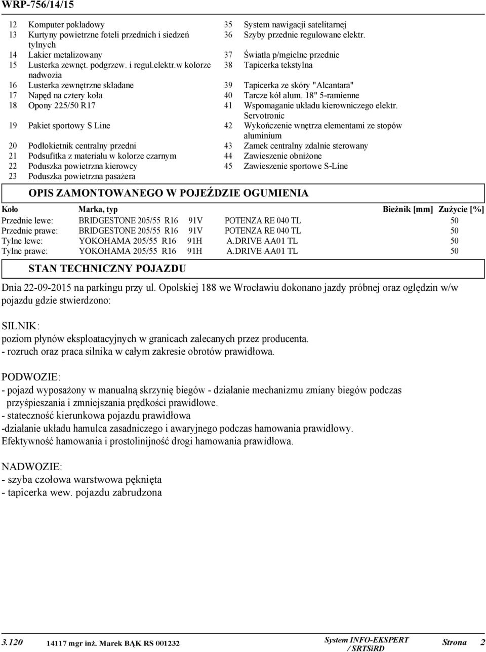 w kolorze nadwozia Lusterka zewnętrzne składane Napęd na cztery koła Opony 225/50 R17 39 40 41 19 Pakiet sportowy S Line 42 20 21 22 23 Podłokietnik centralny przedni Podsufitka z materiału w kolorze