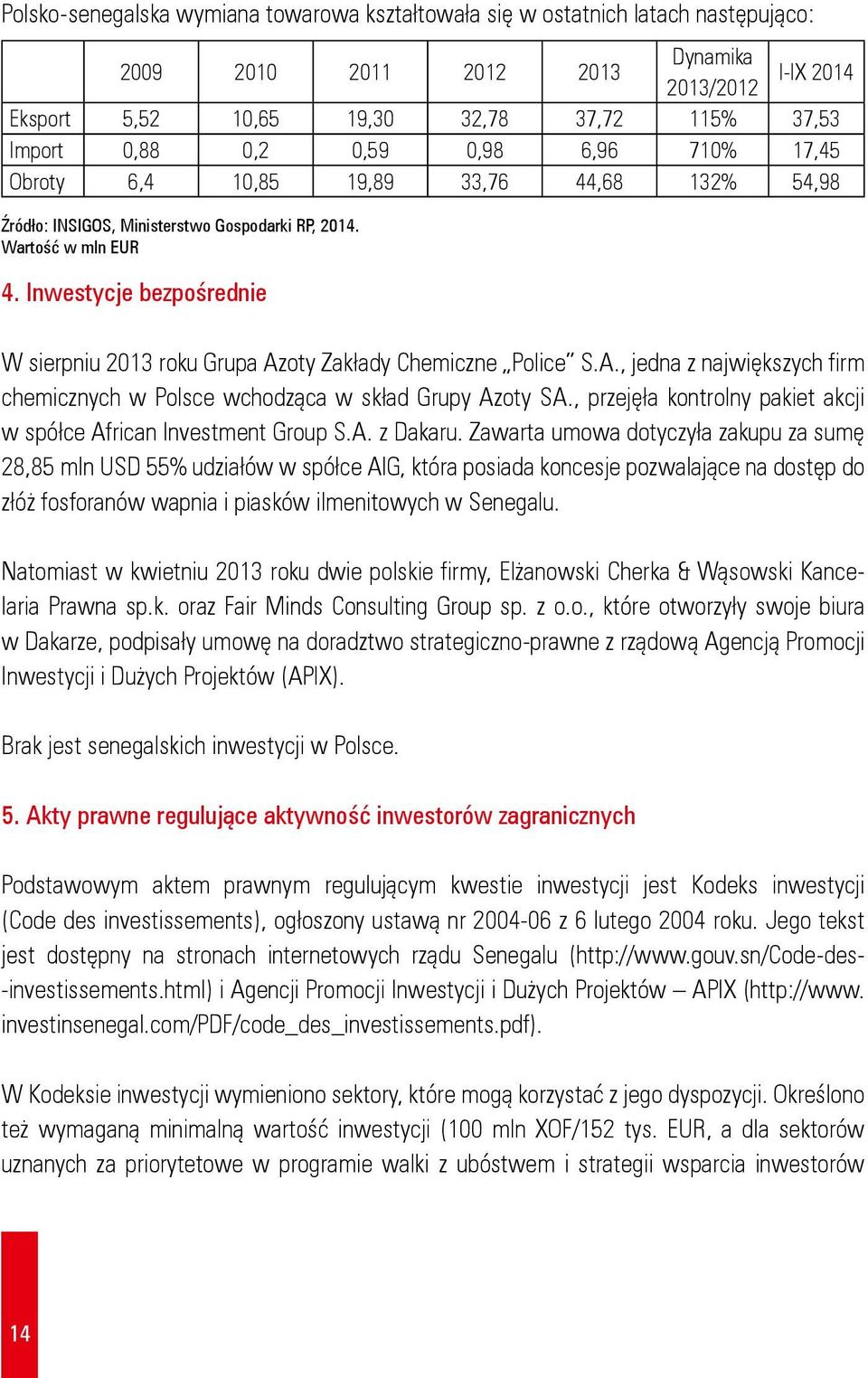 Inwestycje bezpośrednie W sierpniu 2013 roku Grupa Azoty Zakłady Chemiczne Police S.A., jedna z największych firm chemicznych w Polsce wchodząca w skład Grupy Azoty SA.