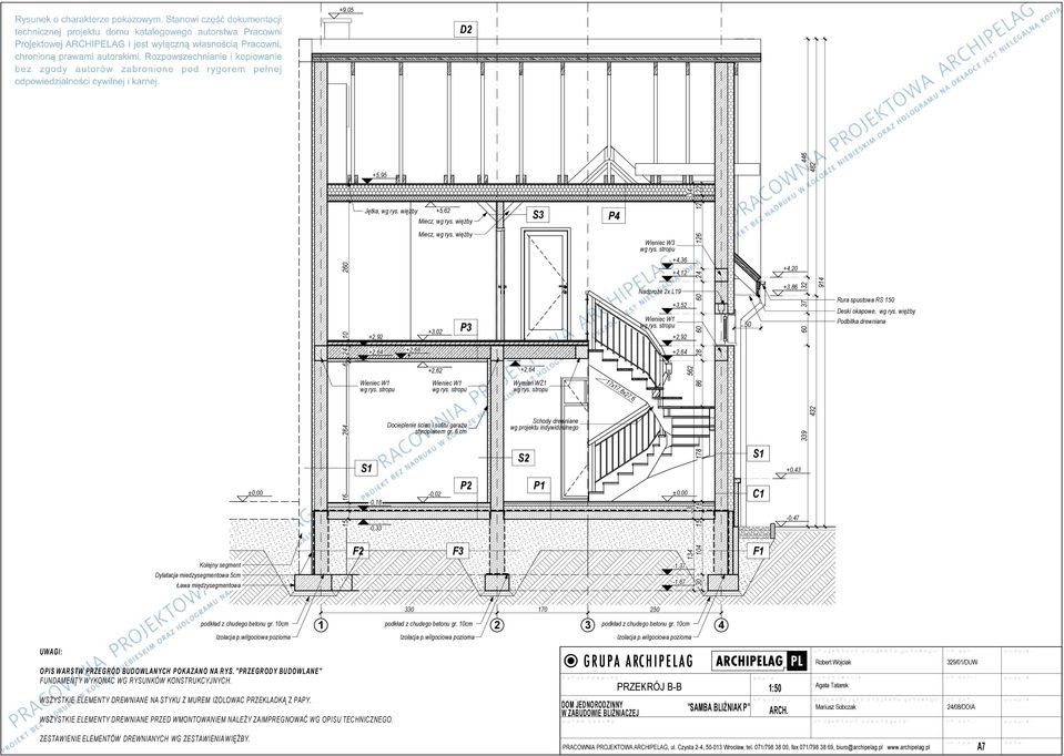 6 cm Schody drewniane wg projektu indywidualnego S -0, P S P S +0, -0, -0,7 F F F Kolejny segment ylatacja miedzysegmentowa 5cm Ława międzysegmentowa -,7 -,67 UWGI: podkład z chudego betonu gr.