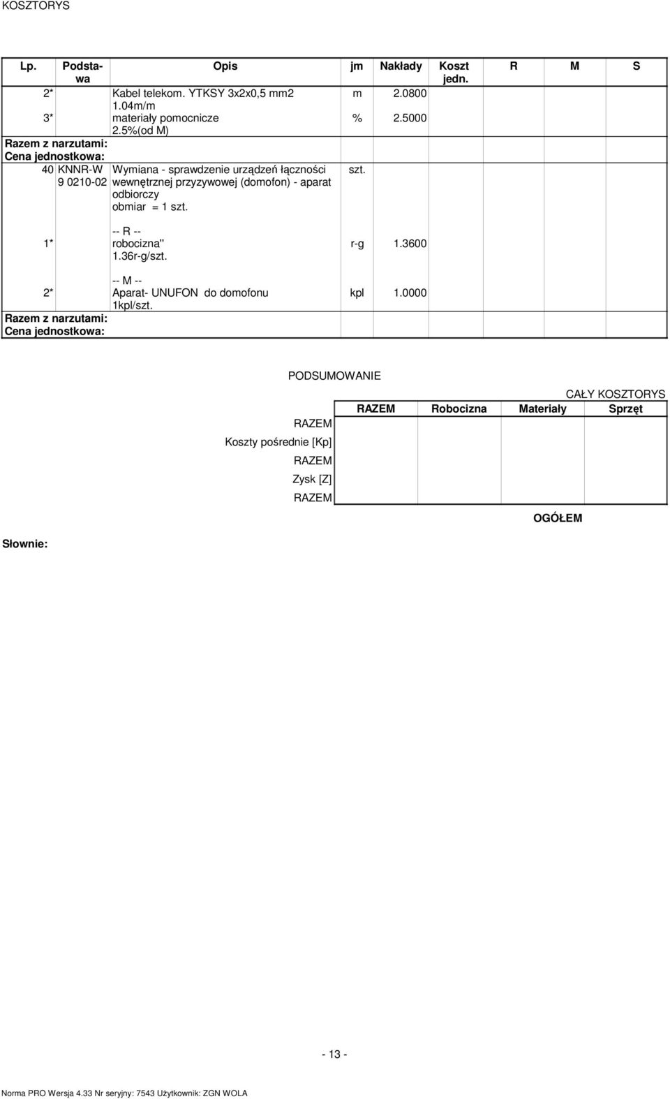 obiar = 1 1.36r-g/ 2* Aparat- UNUFON do doofonu 1kpl/ r-g 1.3600 kpl 1.