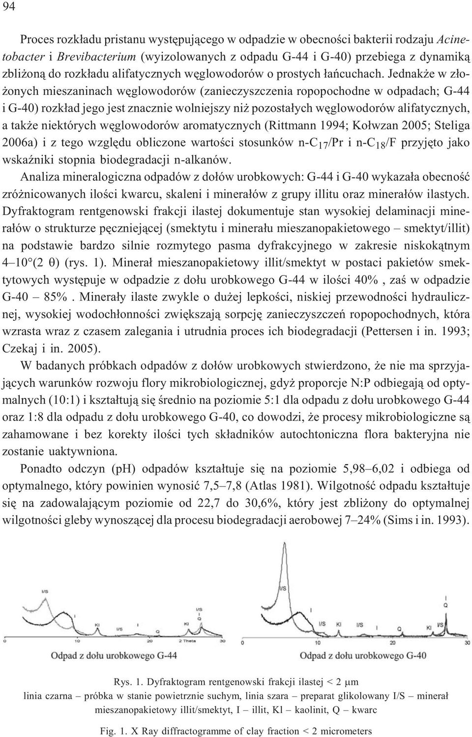 Jednak e w z³o- onych mieszaninach wêglowodorów (zanieczyszczenia ropopochodne w odpadach; G-44 i G-40) rozk³ad jego jest znacznie wolniejszy ni pozosta³ych wêglowodorów alifatycznych, a tak e