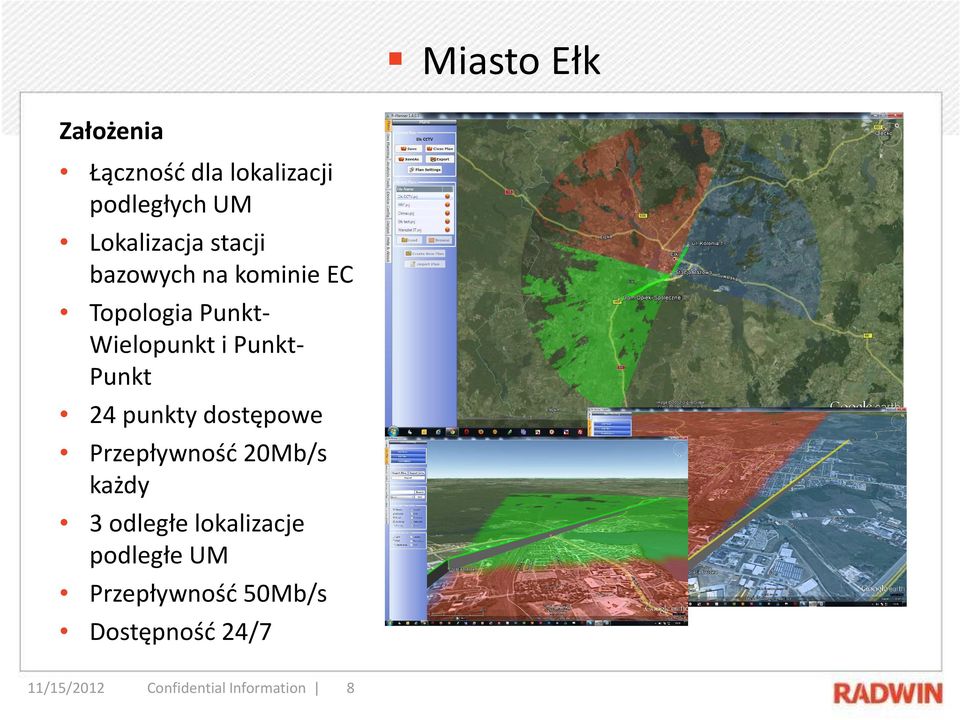 24 punkty dostępowe Przepływność 20Mb/s każdy 3 odległe lokalizacje