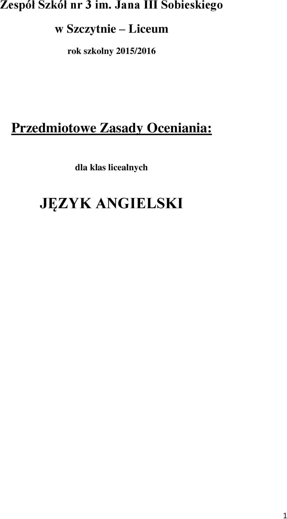 Liceum rok szkolny 2015/2016