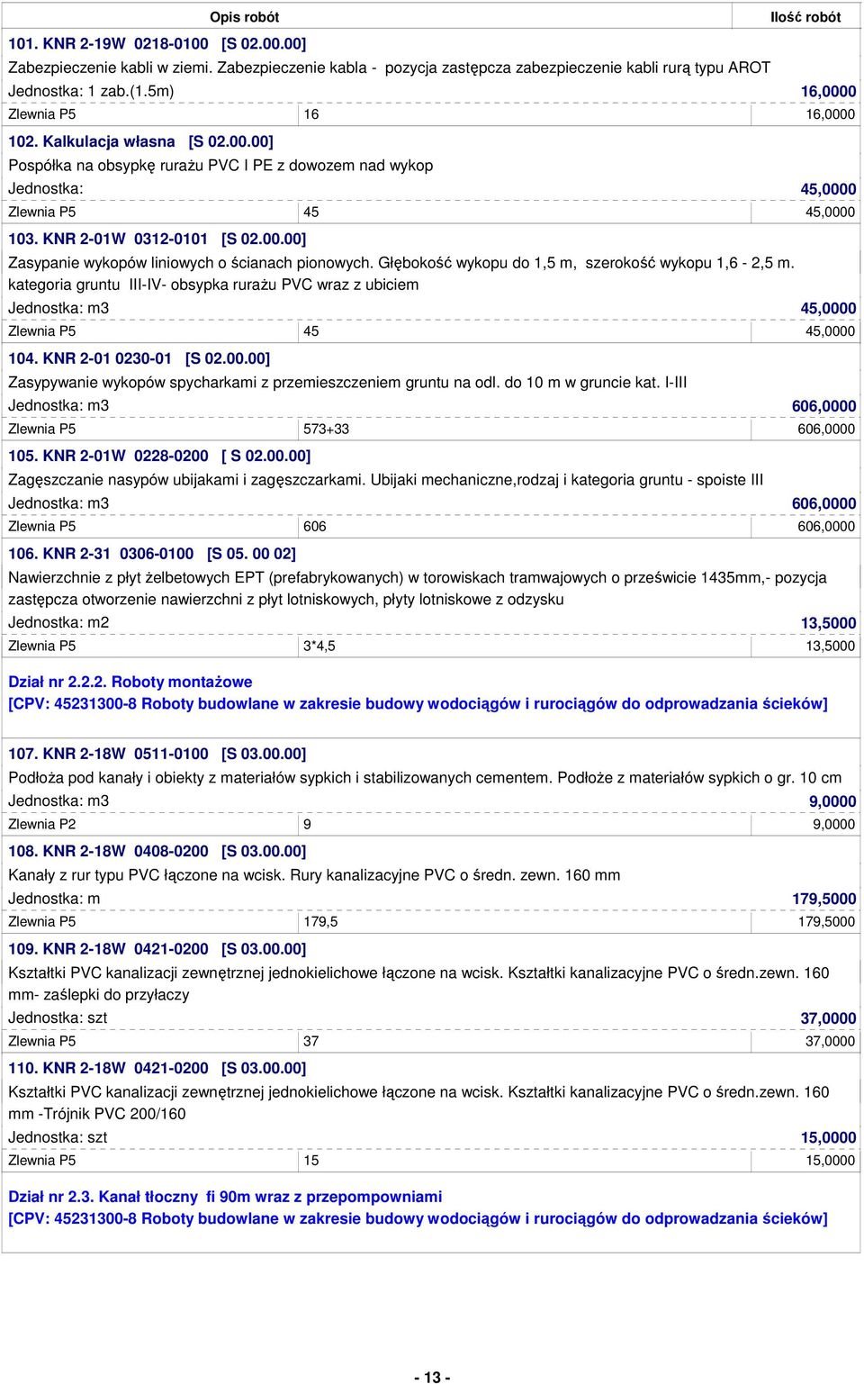00.00] Zasypanie wykopów liniowych o ścianach pionowych. Głębokość wykopu do 1,5 m, szerokość wykopu 1,6-2,5 m.
