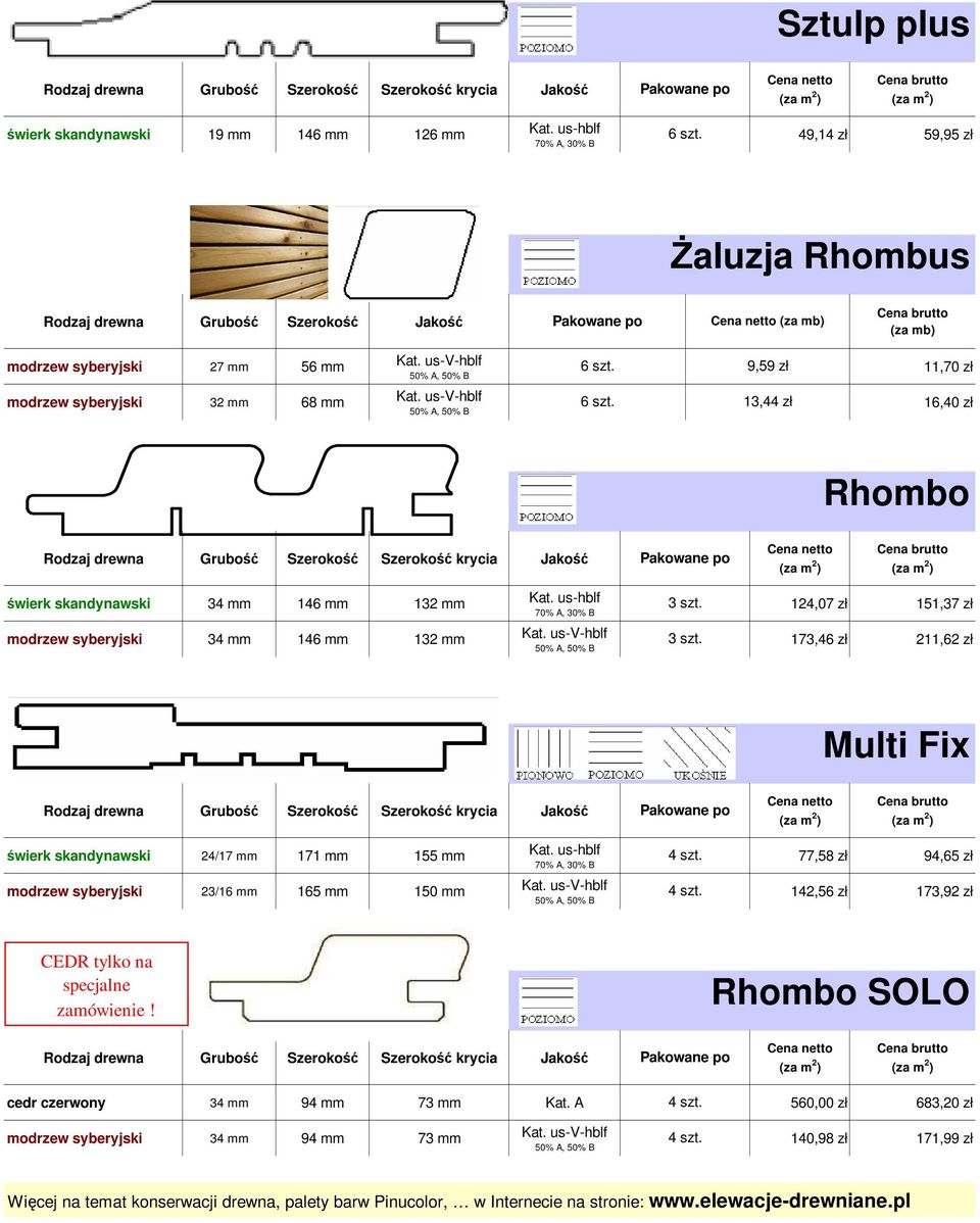 173,46 zł 211,62 zł Multi Fix 24/17 mm 171 mm 155 mm 77,58 zł 94,65 zł modrzew syberyjski 23/16 mm 165 mm 150 mm 142,56 zł 173,92 zł CEDR tylko na specjalne Rhombo