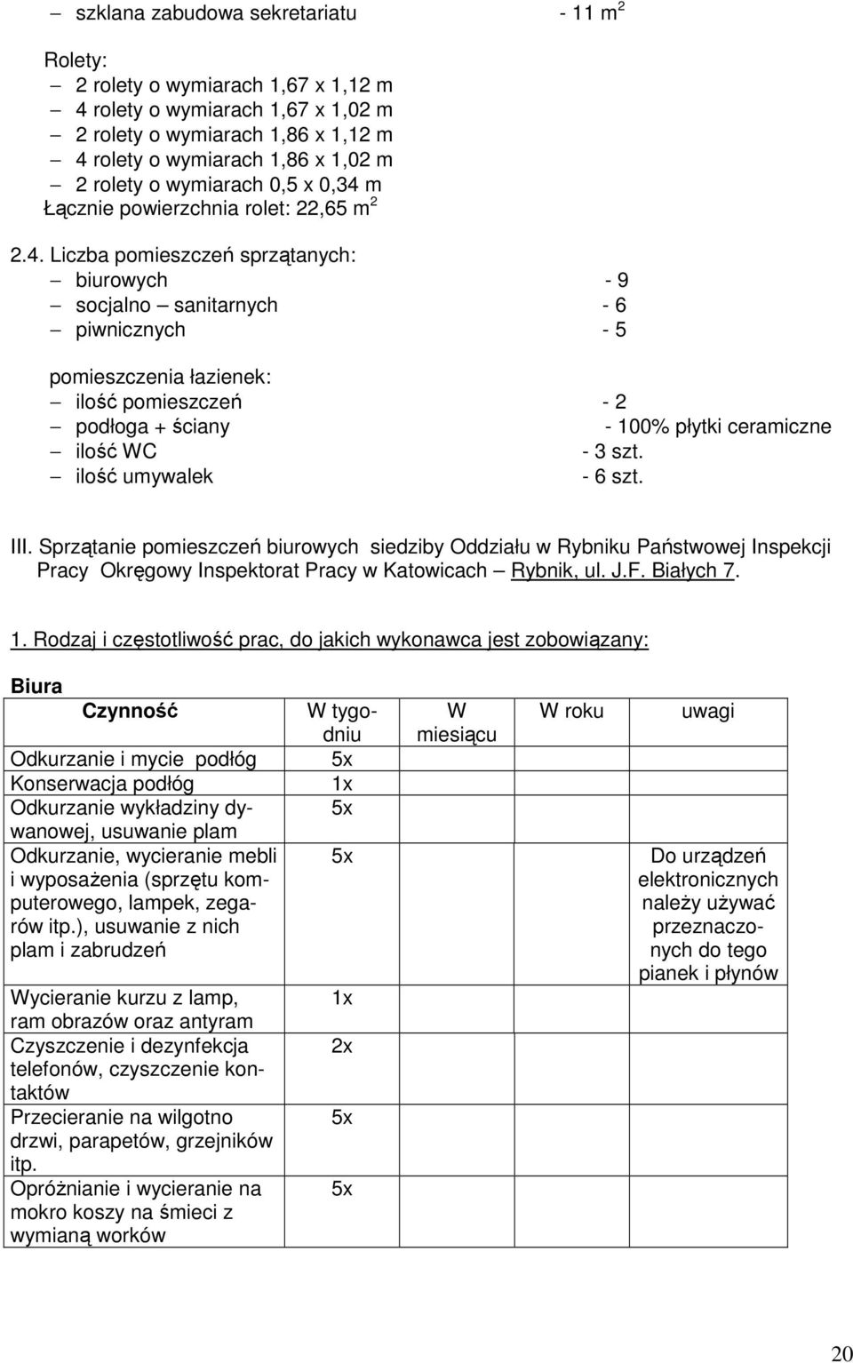 m Łącznie powierzchnia rolet: 22,65 m 2 2.4.