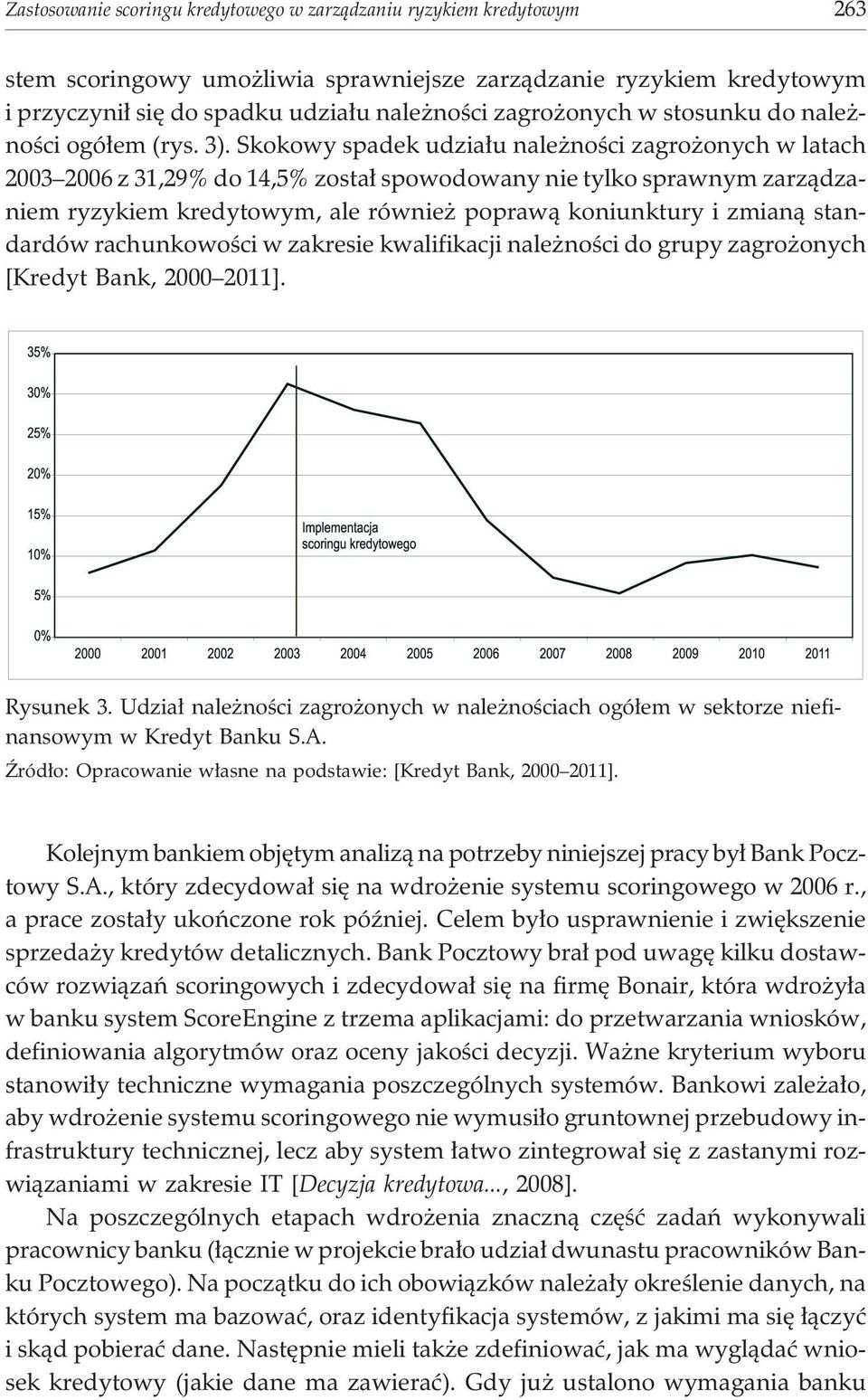 Skokowy spadek udzia³u nale noœci zagro onych w latach 2003 2006 z 31,29% do 14,5% zosta³ spowodowany nie tylko sprawnym zarz¹dzaniem ryzykiem kredytowym, ale równie popraw¹ koniunktury i zmian¹