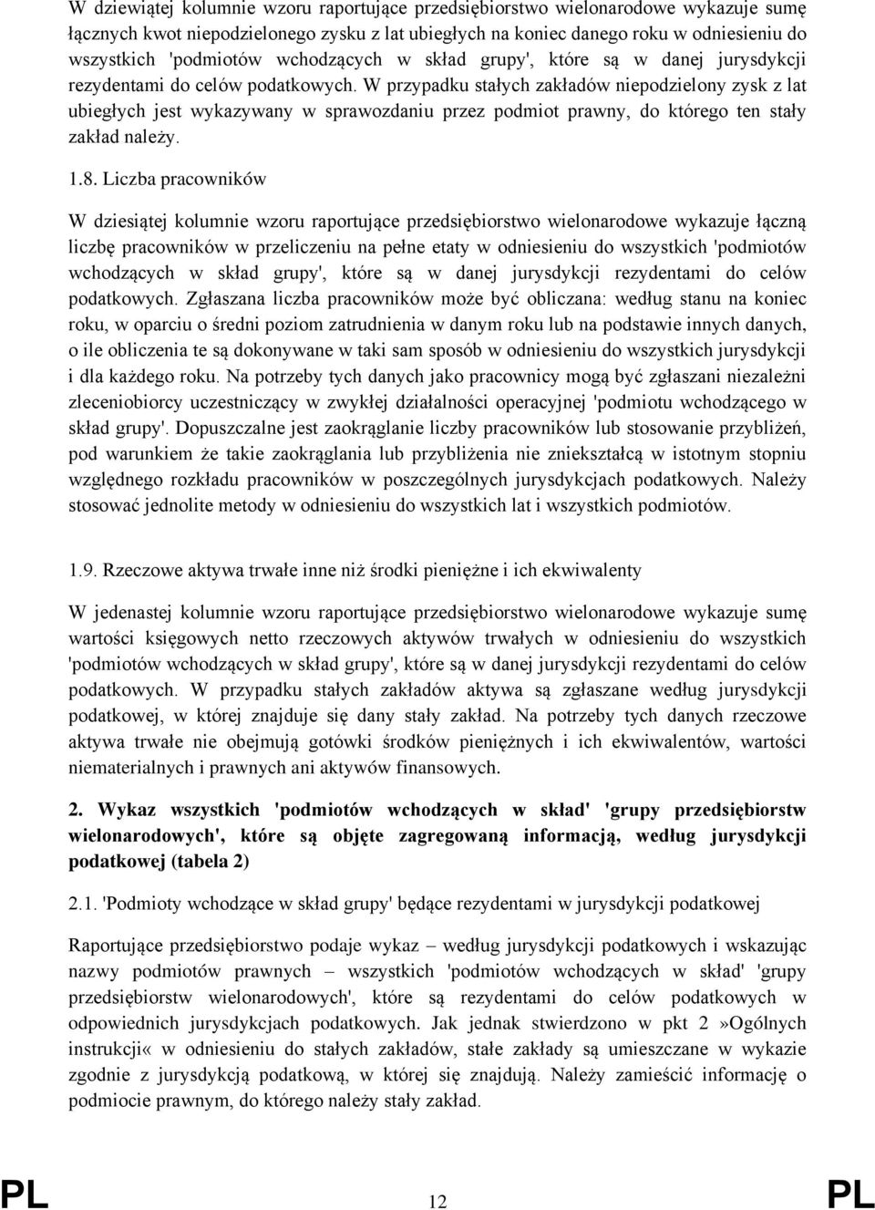 W przypadku stałych zakładów niepodzielony zysk z lat ubiegłych jest wykazywany w sprawozdaniu przez podmiot prawny, do którego ten stały zakład należy. 1.8.