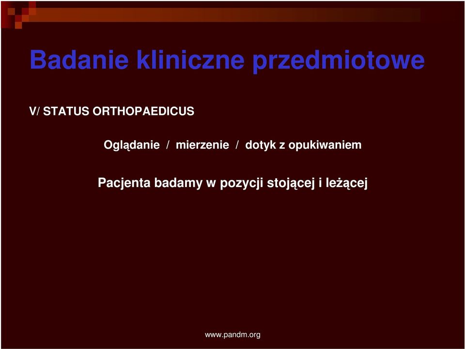 mierzenie / dotyk z opukiwaniem
