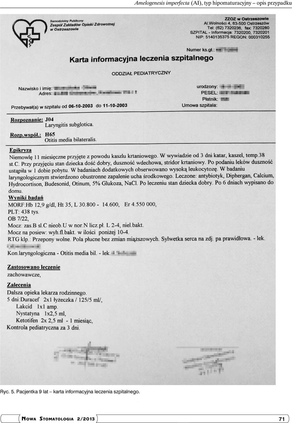 Pacjentka 9 lat karta informacyjna