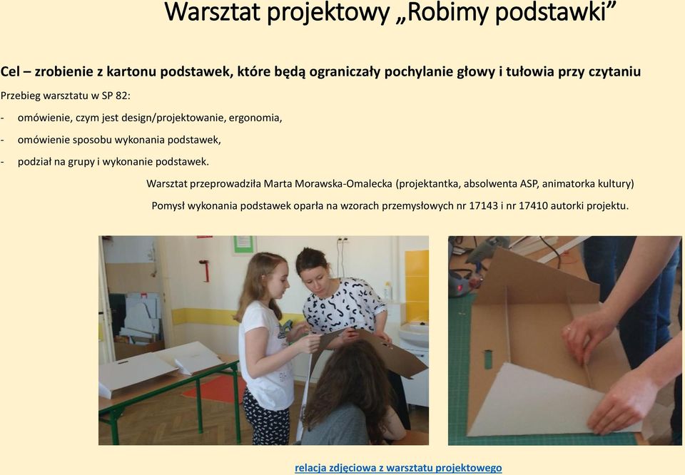 na grupy i wykonanie podstawek.