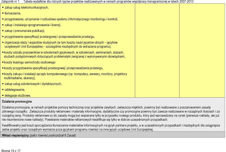 szczególnie niezbędnych do wdraŝania programu), koszty udziału pracowników w szkoleniach językowych, w szkoleniach, seminariach, staŝach, studiach podyplomowych dotyczących problematyki związanej z