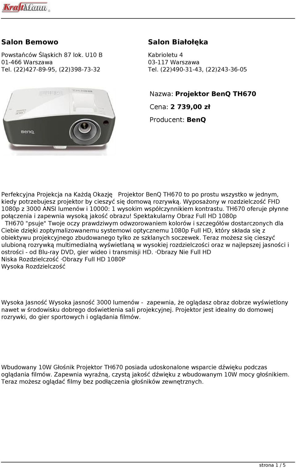 potrzebujesz projektor by cieszyć się domową rozrywką. Wyposażony w rozdzielczość FHD 1080p z 3000 ANSI lumenów i 10000: 1 wysokim współczynnikiem kontrastu.