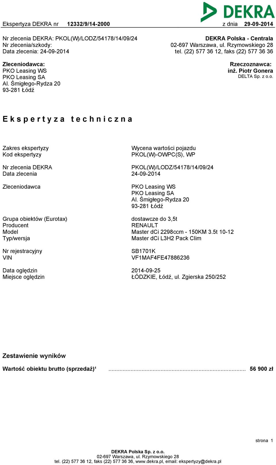 awca: PKO Leasing WS PKO Leasing SA Al. Śmigłego-