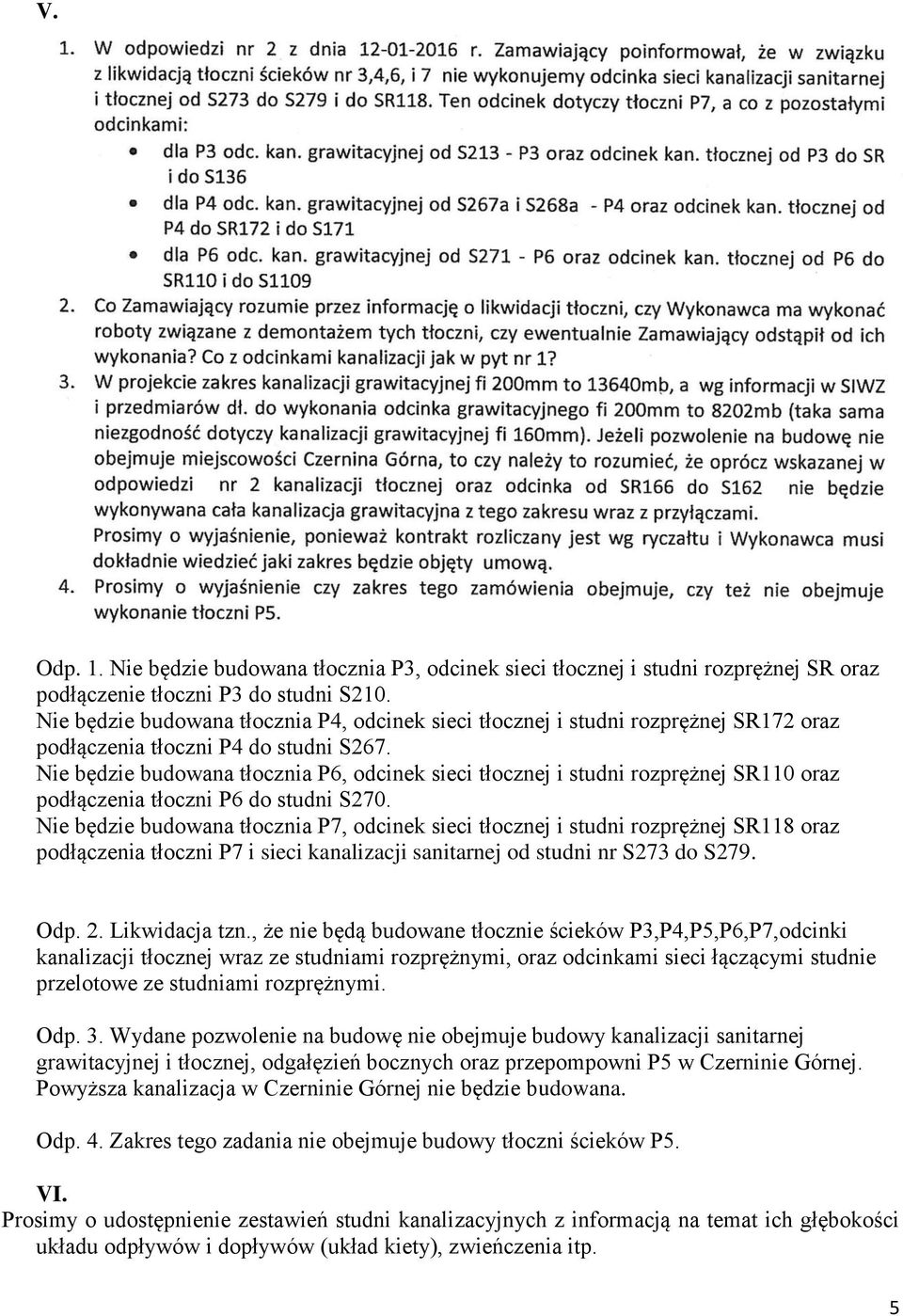 Nie będzie budowana tłocznia P6, odcinek sieci tłocznej i studni rozprężnej SR110 oraz podłączenia tłoczni P6 do studni S270.