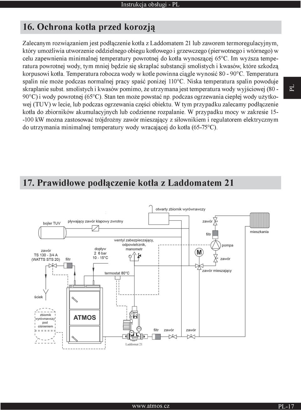 (pierwotnego i wtórnego) w celu zapewnienia minimalnej temperatury powrotnej do kotła wynoszącej 65 C.