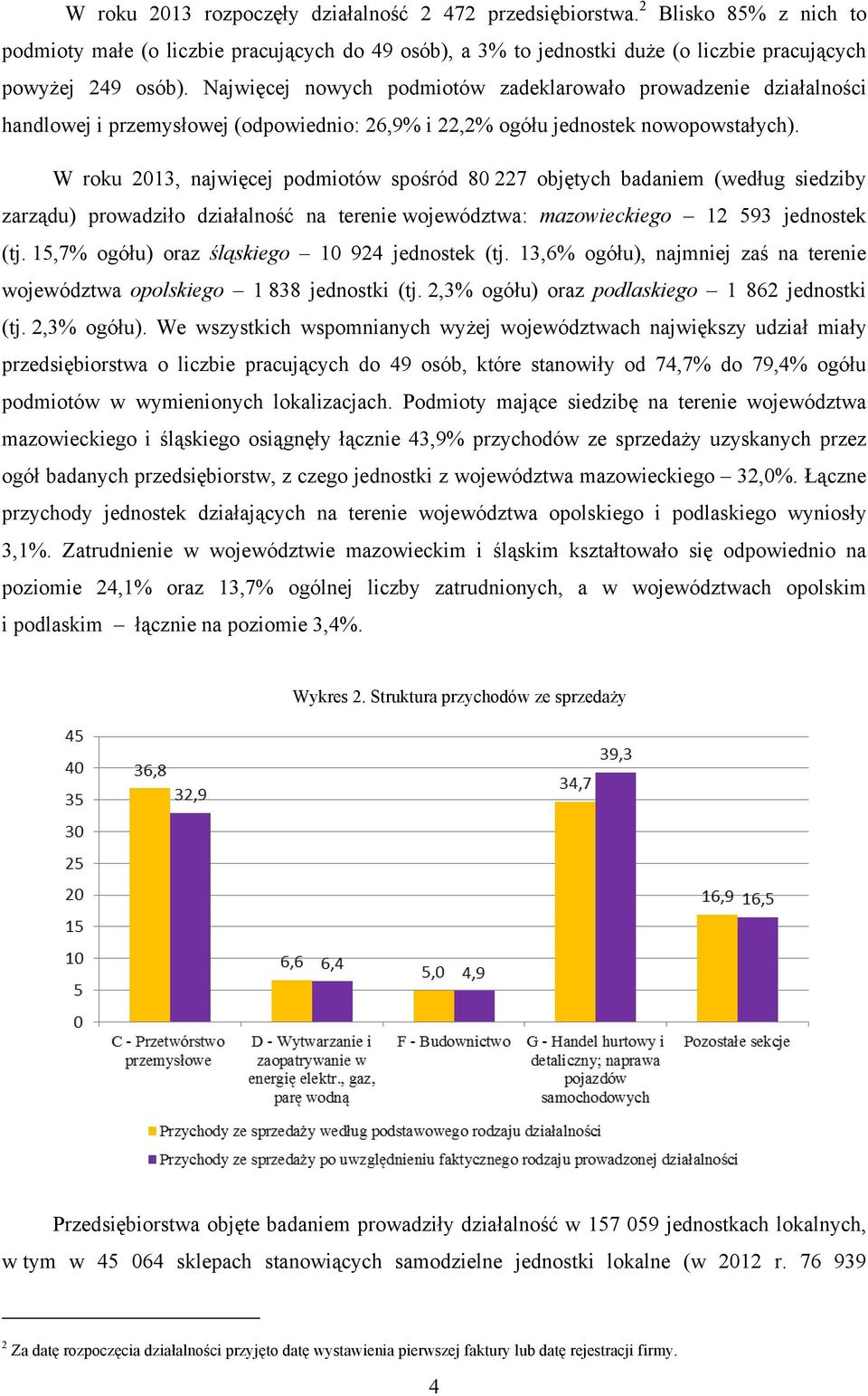 W roku 2013, najwięcej podmiotów spośród 80 227 objętych badaniem (według siedziby zarządu) prowadziło działalność na terenie województwa: mazowieckiego 12 593 jednostek (tj.