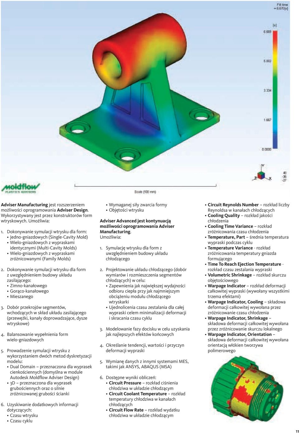 Molds) 2. Dokonywanie symulacji wtrysku dla form z uwzględnieniem budowy układu zasilającego: Zimno-kanałowego Gorąco-kanałowego Mieszanego 3.