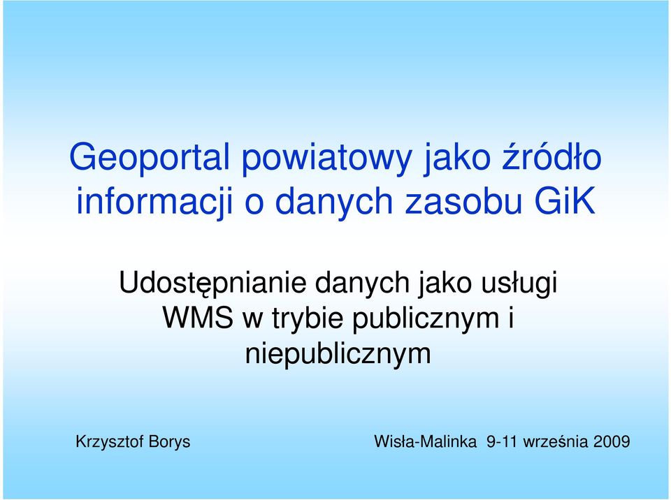 usługi WMS w trybie publicznym i