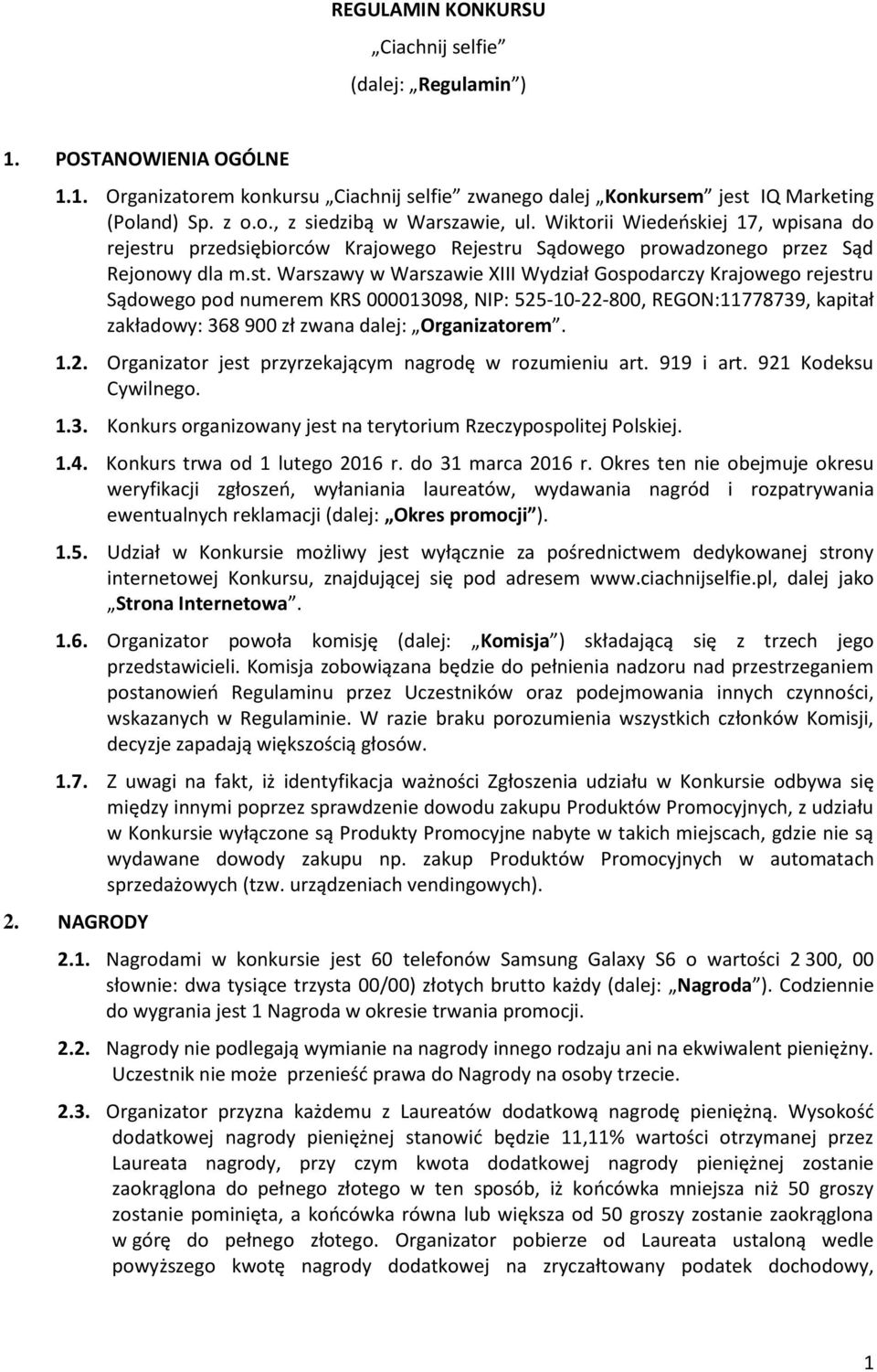 u przedsiębiorców Krajowego Rejestr