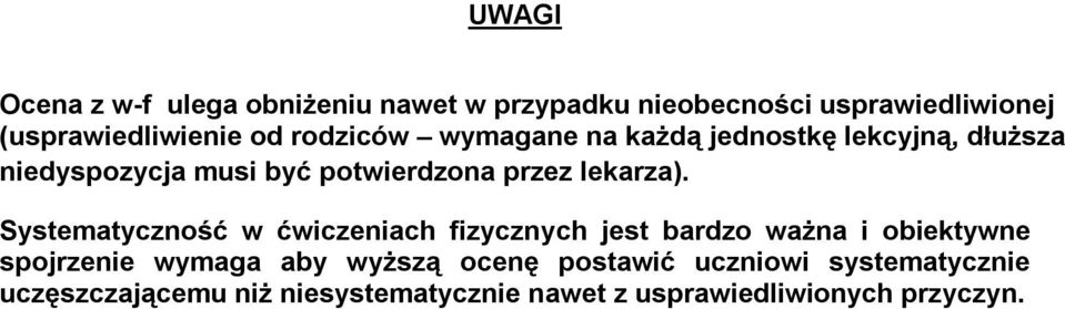 Systematyczność w ćwiczeniach fizycznych jest bardzo ważna i obiektywne spojrzenie wymaga aby wyższą ocenę