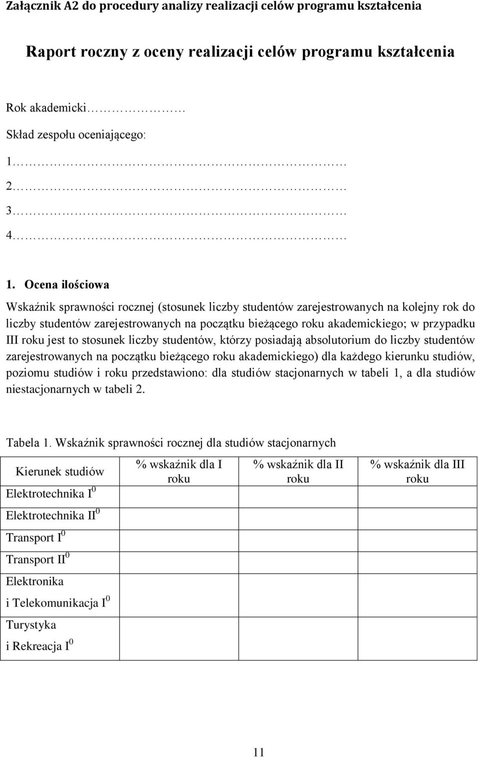 roku jest to stosunek liczby studentów, którzy posiadają absolutorium do liczby studentów zarejestrowanych na początku bieżącego roku akademickiego) dla każdego kierunku studiów, poziomu studiów i